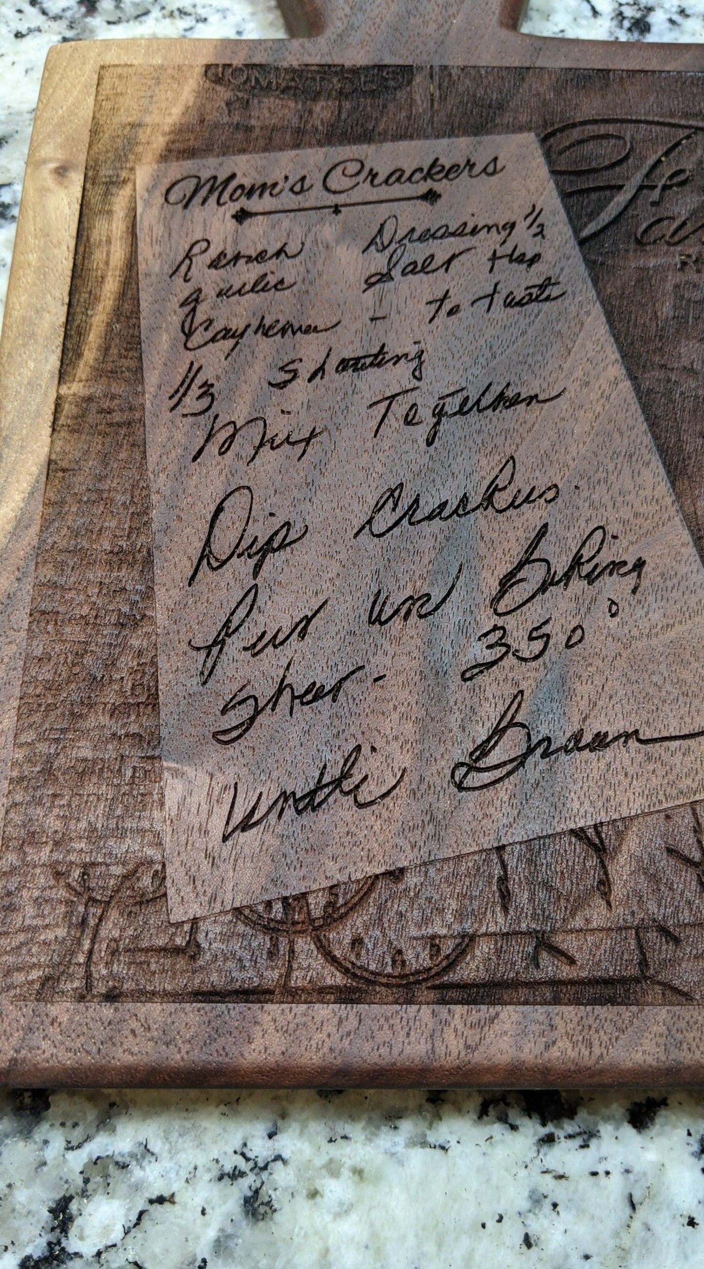 Let's Create! Favorite Recipe or Note on Wooden Board