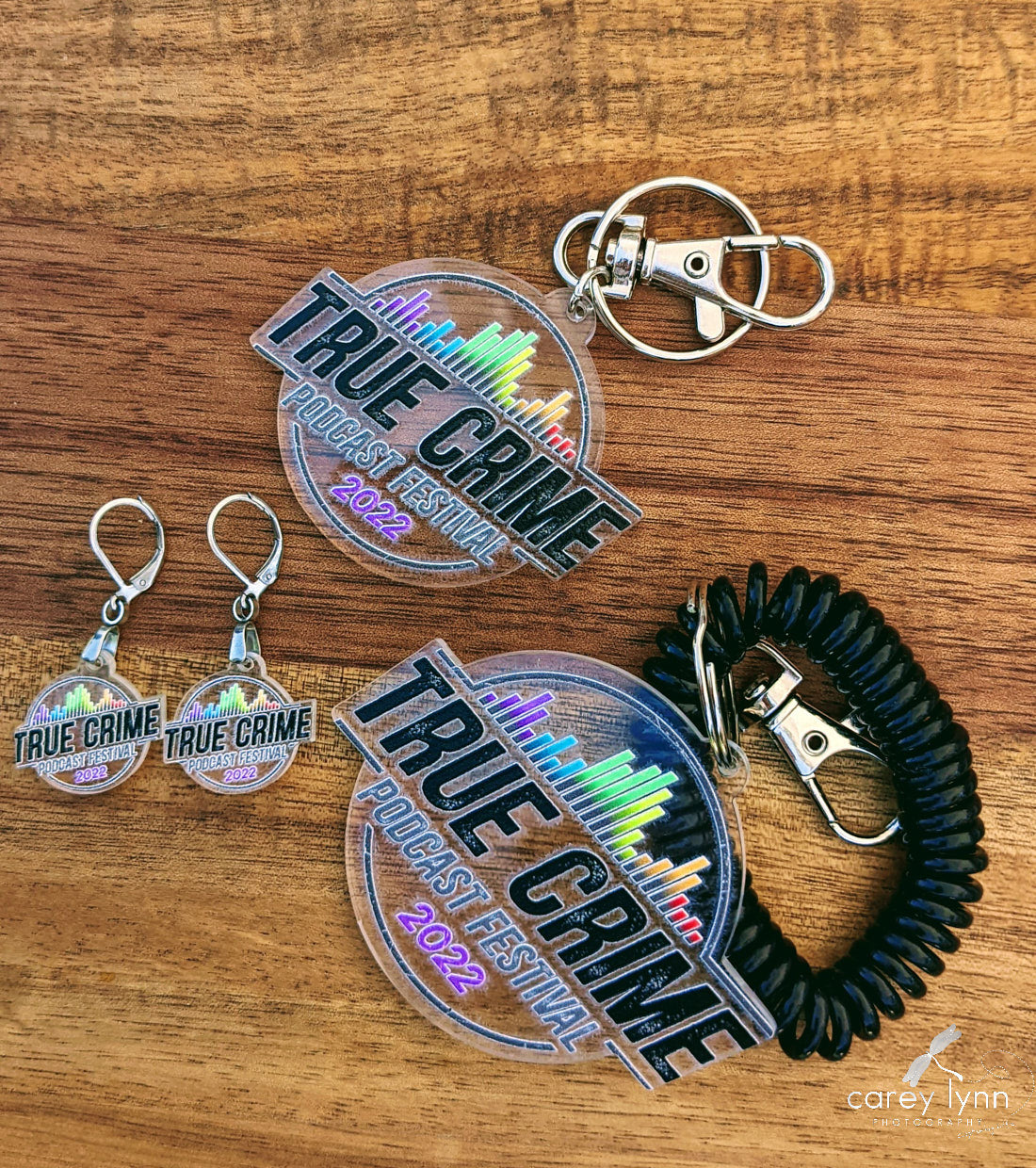 Branded Acrylic Earrings & Keychains